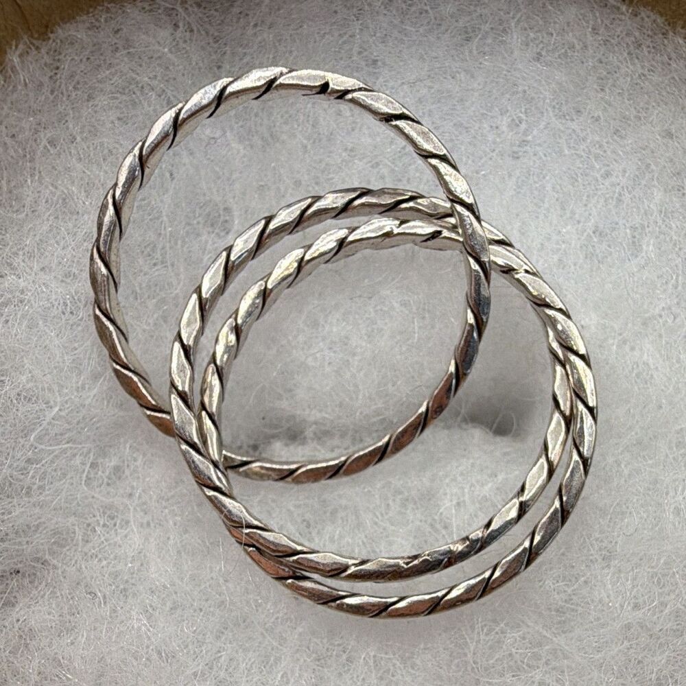 925 Sterling Twisted 3 Band Ring Stackable  Size 9.5